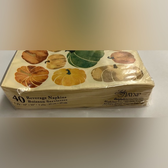 New 40 Cocktail Napkins Pumpkins 3-Ply Beverage Napkins 5" x 5" Lady Jayne - Picture 3 of 5